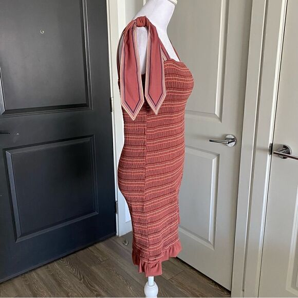 Storia Mauve Pink Stretch Bodycon Mini Sundress with Tie Straps Size L - Picture 6 of 9